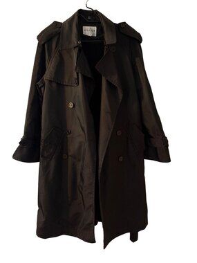 Vintage Oscar De La Renta Black Double-Breasted Trench Coat With Belt Size 8